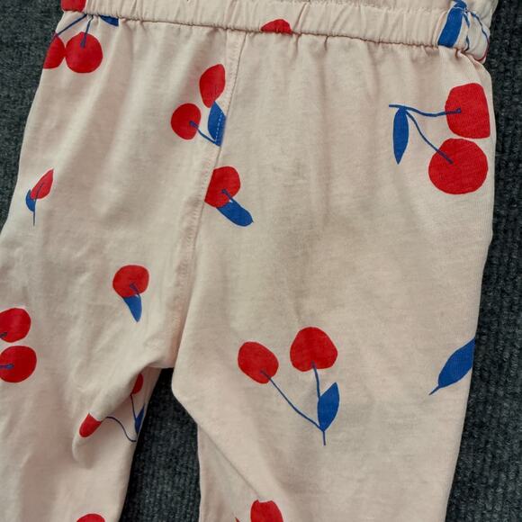 Tea Collection Jumpsuit Girls 2T Pink Cherry Print Flutter Sleeve Jersey Knit - Picture 8 of 8